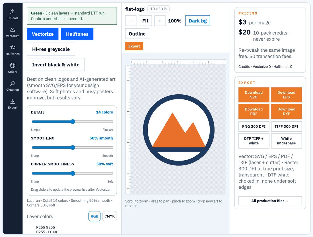 DecoClub Pro Studio editor: tools, canvas, pricing and export